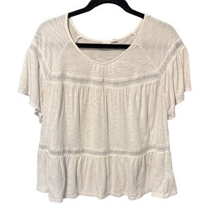 GAP Sheer Lightweight Short Sleeve Embroidered Trim Top